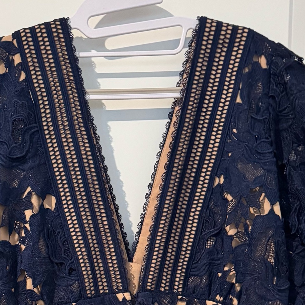 Adelyn Rae Navy Floral Lace Mini Dress - Picture 14 of 16